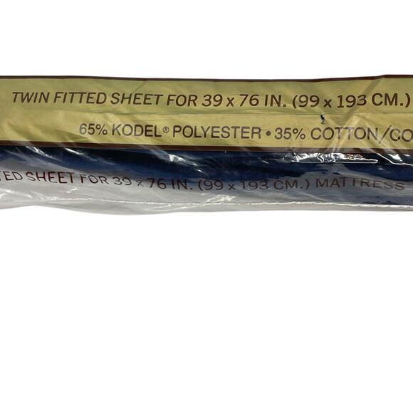 Springmaid Wondercale No-Iron Twin Sheets Navy Pinafore Solids New Old Stock NIP - Picture 6 of 11